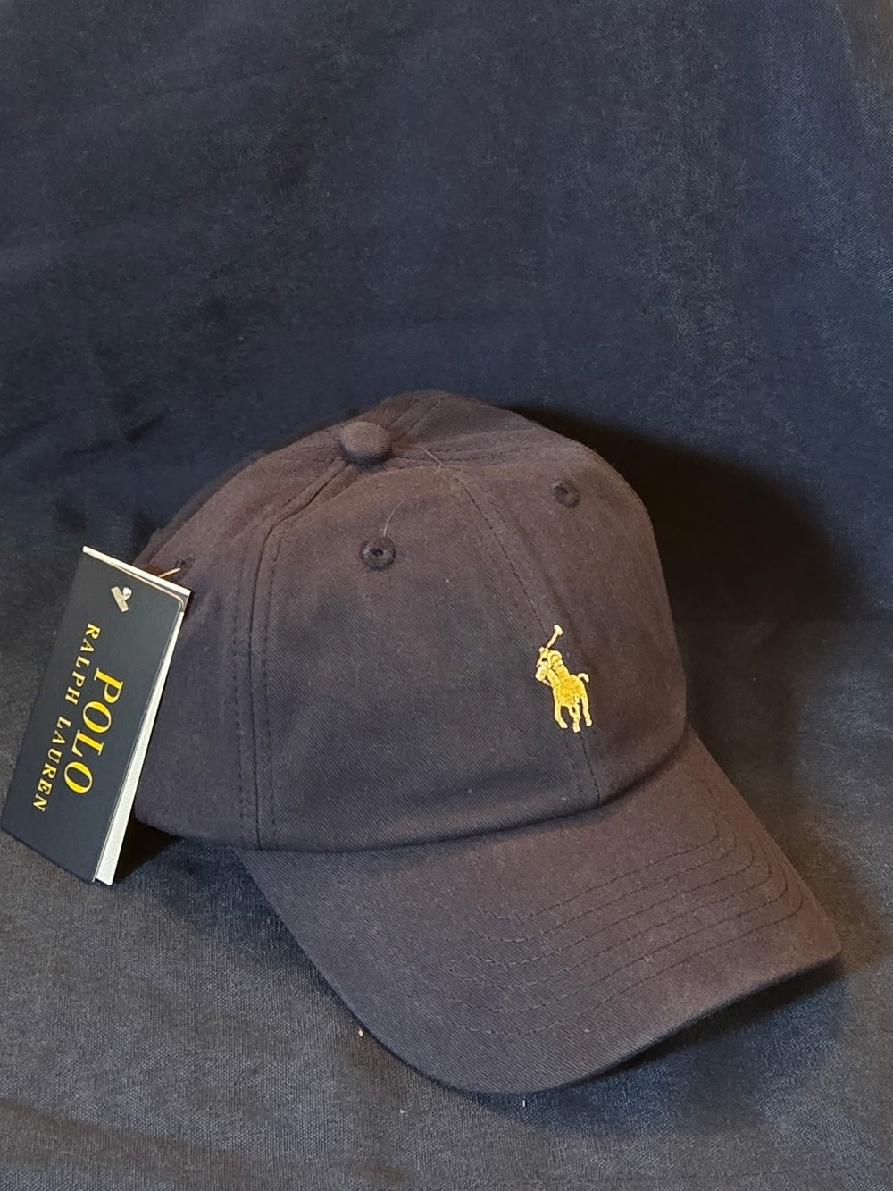 Polo by Ralph Lauren Navy Hat with Yellow Pony Logo